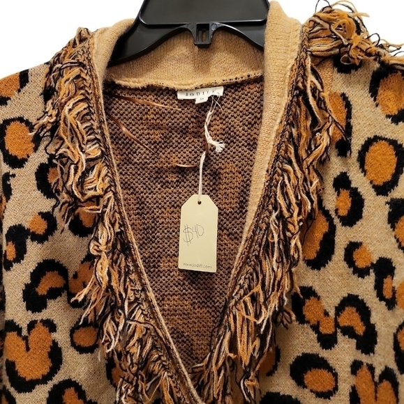 NWT Jodifl Med Cheetah print cardigan long oversized fringe - Picture 12 of 16